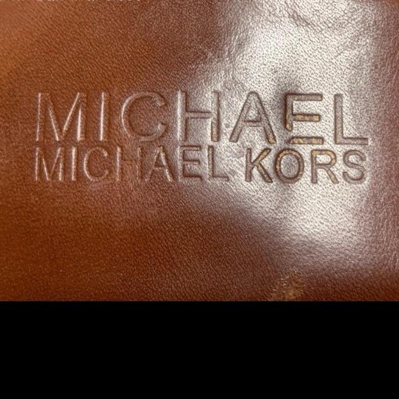 Michael Kors Brown Leather Studded Slingback Kitten Heels Sz 8 - Picture 4 of 7